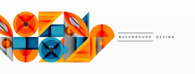 Kesişen şekiller, daireler, üçgenler ve gradyanlar ile geometrik soyut bileşim, canlı renkleri ve dinamik karşıtlıkları harmanlayarak modern, geleceksel bir görsel tasarım yaratmak için