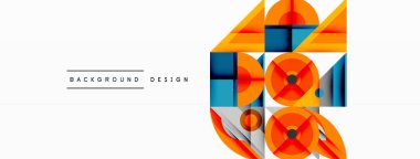Keskin açılı dinamik geometrik bileşim, dairesel biçimler ve eğim renkleri