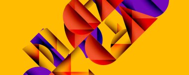 Minimum geometrik soyut arkaplan. Çember kare ve üçgen tasarımı