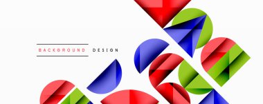 Çemberler ve üçgenlerin kesiştiği soyut geometrik desen. Yüksek kontrastlı kompozisyon derinlik yaratır ve dinamik, modern estetik