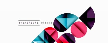 Çemberler ve üçgenlerin kesiştiği soyut geometrik desen. Yüksek kontrastlı kompozisyon derinlik yaratır ve dinamik, modern estetik