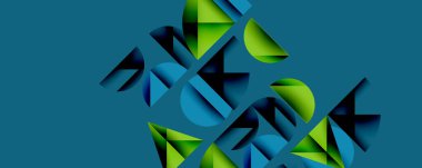 Çemberler ve üçgenlerin kesiştiği soyut geometrik desen. Yüksek kontrastlı kompozisyon derinlik yaratır ve dinamik, modern estetik