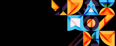 Minimum geometrik soyut arkaplan. Çember kare ve üçgen tasarımı