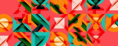 Minimum geometrik soyut arkaplan. Çember kare ve üçgen tasarımı