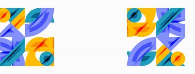 Dairesel ve yuvarlak elementlerin yer aldığı soyut geometrik arkaplan. Kalın kontrast, pürüzsüz gradyanlar, dinamik kompozisyon, fütüristik stil