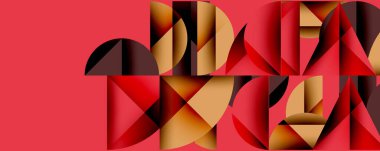 Çemberler ve üçgenlerin kesiştiği soyut geometrik desen. Yüksek kontrastlı kompozisyon derinlik yaratır ve dinamik, modern estetik