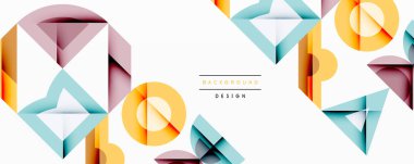 Minimum geometrik soyut arkaplan. Çember kare ve üçgen tasarımı