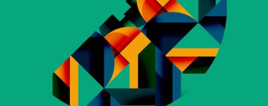 Birleştirilmiş açısal ve eğri şekilli soyut geometrik çizimler, pürüzsüz eğimli dinamik bileşimler ve kalın karşıtlıklar