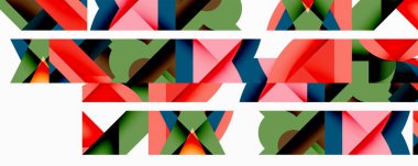 Birbirine kenetlenmiş dairesel ve açısal şekillerle soyut geometrik bileşim, pürüzsüz gradyanlar ve beyaz arkaplan üzerinde keskin karşıtlıklar