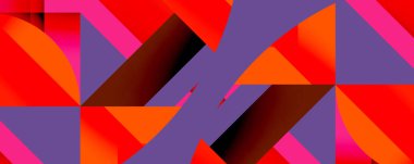 Daireler, yarı daireler, kareler ve yuvarlak üçgenler. Duvar kağıdı, afiş, arkaplan, kart, kitap illüstrasyonu, iniş sayfası için geometrik mozaik mozaik desen soyut arkaplan