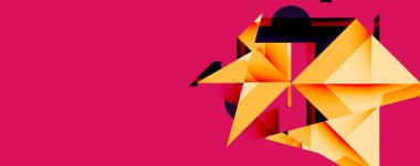 Birleştirilmiş açısal ve eğri şekilli soyut geometrik çizimler, pürüzsüz eğimli dinamik bileşimler ve kalın karşıtlıklar