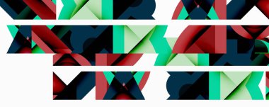 Birbirine kenetlenmiş dairesel ve açısal şekillerle soyut geometrik bileşim, pürüzsüz gradyanlar ve beyaz arkaplan üzerinde keskin karşıtlıklar