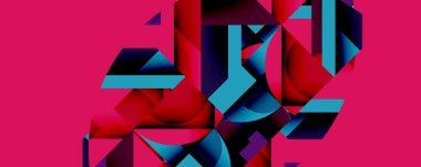 Birbirine kenetlenmiş dairesel ve açısal şekillerle soyut geometrik bileşim, pürüzsüz gradyanlar ve beyaz arkaplan üzerinde keskin karşıtlıklar