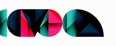 Çemberler ve üçgenlerin kesiştiği soyut geometrik desen. Yüksek kontrastlı kompozisyon derinlik yaratır ve dinamik, modern estetik