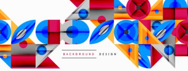 Keskin açılı dinamik geometrik bileşim, dairesel biçimler ve eğim renkleri