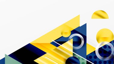 Parlak soyut arkaplan - parlak eğim tonlarıyla katmanlı üçgenler. Yarı şeffaf şekiller derinlik ve çağdaş estetik ekler