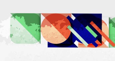 Çemberler, kareler ve çizgilerle geometrik arkaplandaki tahıllı leke dokusu. Duvar Kağıdı, Sancak, Arkaplan, Kart, Kitap İllüstrasyonu, İniş Sayfası