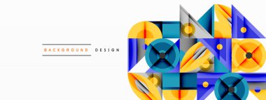 Keskin açılı dinamik geometrik bileşim, dairesel biçimler ve eğim renkleri