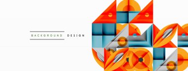 Keskin açılı dinamik geometrik bileşim, dairesel biçimler ve eğim renkleri