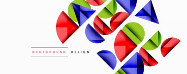 Çemberler ve üçgenlerin kesiştiği soyut geometrik desen. Yüksek kontrastlı kompozisyon derinlik yaratır ve dinamik, modern estetik