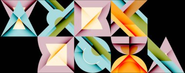 Minimum geometrik soyut arkaplan. Çember kare ve üçgen tasarımı