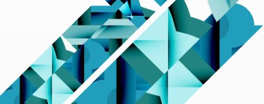 Daireler, yarı daireler, kareler ve yuvarlak üçgenler. Duvar kağıdı, afiş, arkaplan, kart, kitap illüstrasyonu, iniş sayfası için geometrik mozaik mozaik desen soyut arkaplan