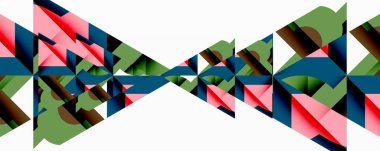 Birbirine kenetlenmiş dairesel ve açısal şekillerle soyut geometrik bileşim, pürüzsüz gradyanlar ve beyaz arkaplan üzerinde keskin karşıtlıklar