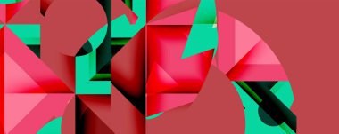 Daireler, yarı daireler, kareler ve yuvarlak üçgenler. Duvar kağıdı, afiş, arkaplan, kart, kitap illüstrasyonu, iniş sayfası için geometrik mozaik mozaik desen soyut arkaplan