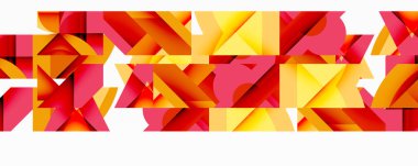 Daireler, yarı daireler, kareler ve yuvarlak üçgenler. Duvar kağıdı, afiş, arkaplan, kart, kitap illüstrasyonu, iniş sayfası için geometrik mozaik mozaik desen soyut arkaplan