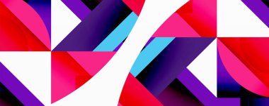 Birleştirilmiş açısal ve eğri şekilli soyut geometrik çizimler, pürüzsüz eğimli dinamik bileşimler ve kalın karşıtlıklar