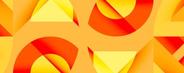 Birbirine kenetlenmiş dairesel ve açısal şekillerle soyut geometrik bileşim, pürüzsüz gradyanlar ve beyaz arkaplan üzerinde keskin karşıtlıklar