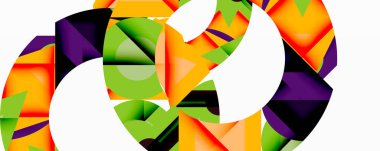 Daireler, yarı daireler, kareler ve yuvarlak üçgenler. Duvar kağıdı, afiş, arkaplan, kart, kitap illüstrasyonu, iniş sayfası için geometrik mozaik mozaik desen soyut arkaplan