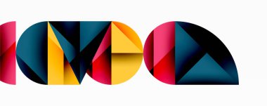 Minimum geometrik soyut arkaplan. Çember kare ve üçgen tasarımı