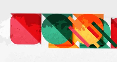 Çemberler, kareler ve çizgilerle geometrik arkaplandaki tahıllı leke dokusu. Duvar Kağıdı, Sancak, Arkaplan, Kart, Kitap İllüstrasyonu, İniş Sayfası