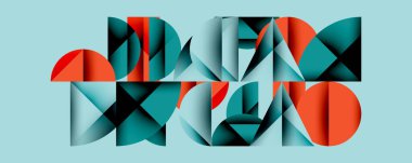 Çemberler ve üçgenlerin kesiştiği soyut geometrik desen. Yüksek kontrastlı kompozisyon derinlik yaratır ve dinamik, modern estetik