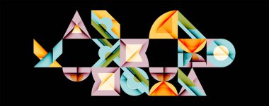 Minimum geometrik soyut arkaplan. Çember kare ve üçgen tasarımı