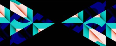 Birleştirilmiş açısal ve eğri şekilli soyut geometrik çizimler, pürüzsüz eğimli dinamik bileşimler ve kalın karşıtlıklar