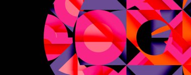 Daireler, yarı daireler, kareler ve yuvarlak üçgenler. Duvar kağıdı, afiş, arkaplan, kart, kitap illüstrasyonu, iniş sayfası için geometrik mozaik mozaik desen soyut arkaplan