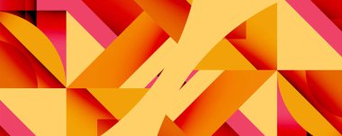 Daireler, yarı daireler, kareler ve yuvarlak üçgenler. Duvar kağıdı, afiş, arkaplan, kart, kitap illüstrasyonu, iniş sayfası için geometrik mozaik mozaik desen soyut arkaplan