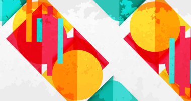 Kareler, daireler, üçgenler ve kumlu, gürültülü doku. Duvar Kağıdı, Sancak, Arkaplan, Kart, Kitap İllüstrasyonu, İniş Sayfası