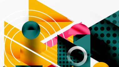 Parlak soyut arkaplan - parlak eğim tonlarıyla katmanlı üçgenler. Yarı şeffaf şekiller derinlik ve çağdaş estetik ekler