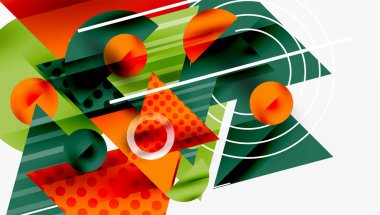 Parlak soyut arkaplan - parlak eğim tonlarıyla katmanlı üçgenler. Yarı şeffaf şekiller derinlik ve çağdaş estetik ekler