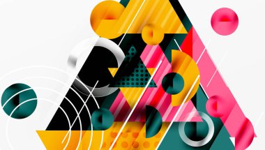 Parlak soyut arkaplan - parlak eğim tonlarıyla katmanlı üçgenler. Yarı şeffaf şekiller derinlik ve çağdaş estetik ekler