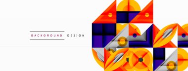 Keskin açılı dinamik geometrik bileşim, dairesel biçimler ve eğim renkleri