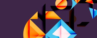 Minimum geometrik soyut arkaplan. Çember kare ve üçgen tasarımı