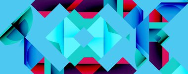 Daireler, yarı daireler, kareler ve yuvarlak üçgenler. Duvar kağıdı, afiş, arkaplan, kart, kitap illüstrasyonu, iniş sayfası için geometrik mozaik mozaik desen soyut arkaplan