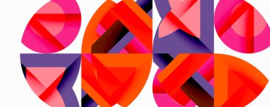 Daireler, yarı daireler, kareler ve yuvarlak üçgenler. Duvar kağıdı, afiş, arkaplan, kart, kitap illüstrasyonu, iniş sayfası için geometrik mozaik mozaik desen soyut arkaplan