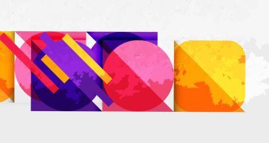 Kareler, daireler, üçgenler ve kumlu, gürültülü doku. Duvar Kağıdı, Sancak, Arkaplan, Kart, Kitap İllüstrasyonu, İniş Sayfası