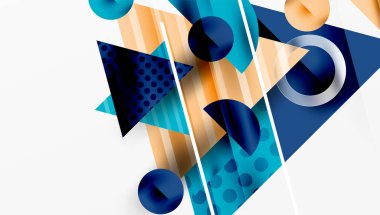 Modern geometrik arkaplan - düzgün eğimli ve yarı şeffaf üçgenler üst üste biniyor