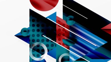 Üstüste binen Şeffaf Üçgenler ve Çemberlerle Modern Soyut Tasarım